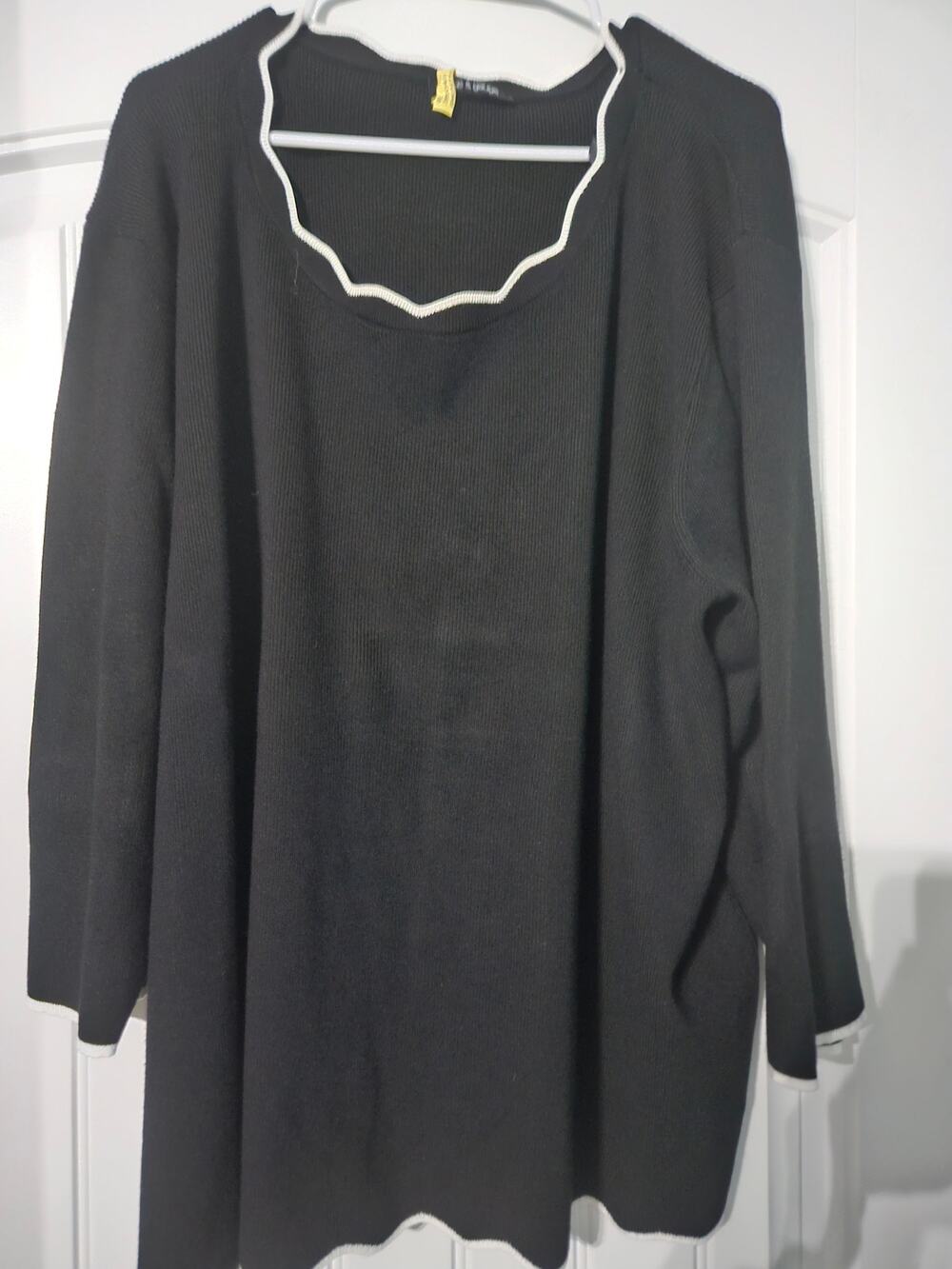 Cable and Gauge Womens Black Sweater Plus Size 3XL